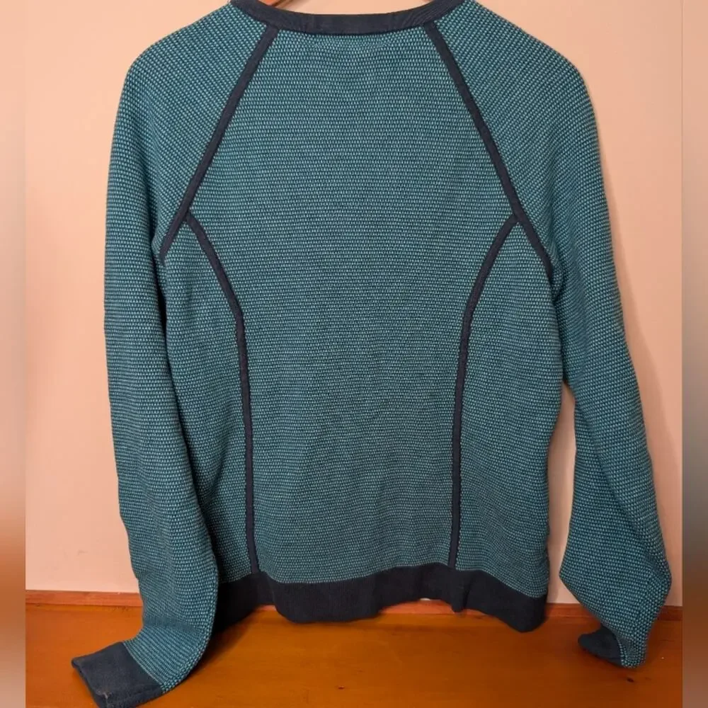 Title Nine Zip Front Knit Jacket Blue Teal Cotton Blend Size XL